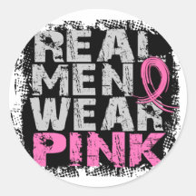Breast Cancer Real Men Wear Pink Round Sticker