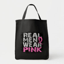 Breast Cancer Real Men Wear Pink Tote Bags