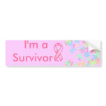 Breast Cancer Ribbon, Butterfly, I'm a Survivor . bumper stickers