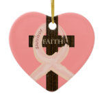 Breast Cancer Ribbon Celbrates Faith & Remission Christmas Ornament