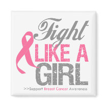 Breast Cancer Ribbon - Fight Like a GIRL Refrigerator Magnet