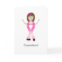 Breast Cancer Ribbon Girl - Last Round of Chemo Greeting Cards