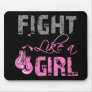 Breast Cancer Ribbon Gloves Fight Like a Girl Mousepads