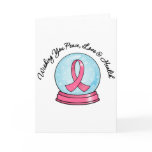 Breast Cancer Ribbon Merry Christmas Snowglobe Greeting Cards