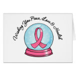 Breast Cancer Ribbon Merry Christmas Snowglobe Cards