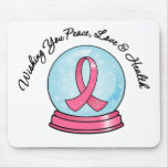 Breast Cancer Ribbon Merry Christmas Snowglobe Mousepad