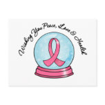 Breast Cancer Ribbon Merry Christmas Snowglobe Post Cards