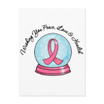 Breast Cancer Ribbon Merry Christmas Snowglobe Postcard