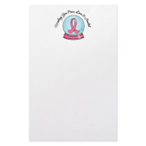 Breast Cancer Ribbon Merry Christmas Snowglobe Stationery Paper
