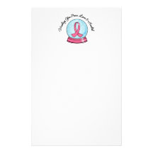 Breast Cancer Ribbon Merry Christmas Snowglobe Stationery Paper
