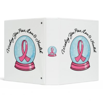 Breast Cancer Ribbon Merry Christmas v2 Snowglobe 3 Ring Binder by giftsforawareness