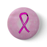 breast cancer ribbon sparkles pinback button