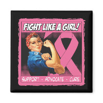 Breast Cancer Rosie Riveter - Fight Like a Girl Refrigerator Magnets