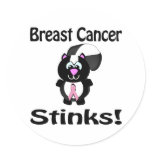 Breast Cancer Stinks Skunk Awareness Design Stickers