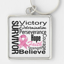 Breast Cancer Survivor Collage Key Chain