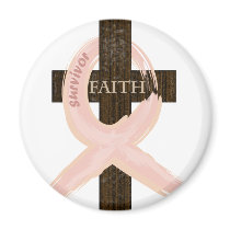Breast Cancer Survivor Pink Ribbon-Cross of Faith Magnet