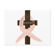 Breast Cancer Survivor Pink Ribbon-Cross of Faith Postcard