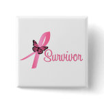 Breast Cancer Survivor Ribbon Button