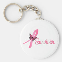 Breast Cancer Survivor Ribbon Keychain