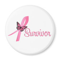 Breast Cancer Survivor Ribbon Magnets