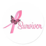 Breast Cancer Survivor Ribbon Round Stickers