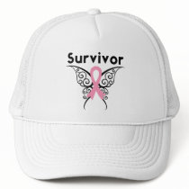 Breast Cancer Survivor Tribal Butterfly Trucker Hats