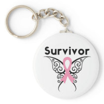 Breast Cancer Survivor Tribal Butterfly Keychains