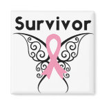 Breast Cancer Survivor Tribal Butterfly Magnets