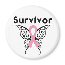 Breast Cancer Survivor Tribal Butterfly Fridge Magnets
