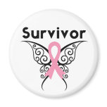 Breast Cancer Survivor Tribal Butterfly magnets