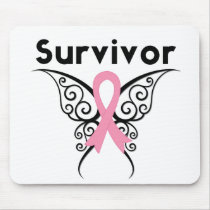 Breast Cancer Survivor Tribal Butterfly Mousepads