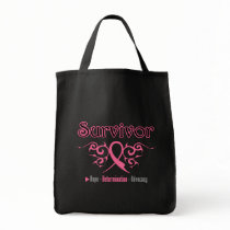 Breast Cancer Survivor Tribal Ribbon Canvas Bag