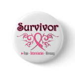 Breast Cancer Survivor Tribal Ribbon Button