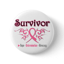 Breast Cancer Survivor Tribal Ribbon Button