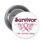 Breast Cancer Survivor Tribal Ribbon Button