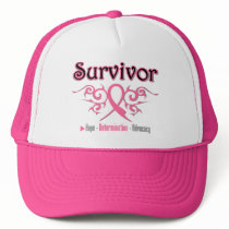Breast Cancer Survivor Tribal Ribbon Mesh Hats