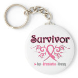 Breast Cancer Survivor Tribal Ribbon Keychains