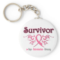 Breast Cancer Survivor Tribal Ribbon Keychains