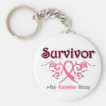 Breast Cancer Survivor Tribal Ribbon Keychains