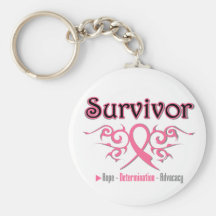 Breast Cancer Survivor Tribal Ribbon Keychains