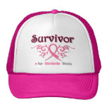 Breast Cancer Survivor Tribal Ribbon Mesh Hats