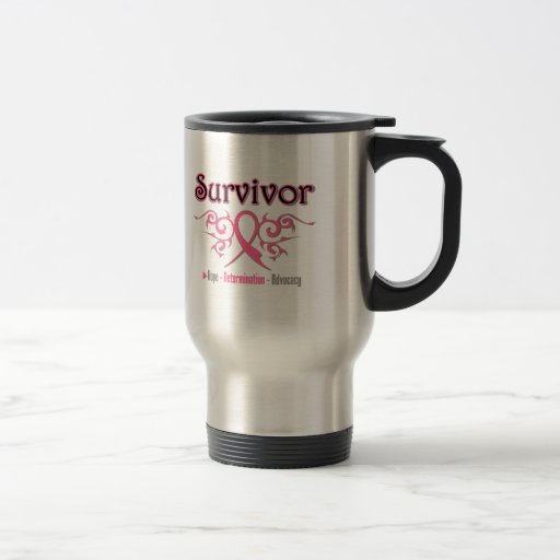 Breast Cancer Survivor Tribal Ribbon Mugs