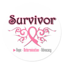 Breast Cancer Survivor Tribal Ribbon Sticker