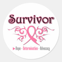 Breast Cancer Survivor Tribal Ribbon Sticker