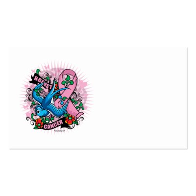 Breast Cancer Swallow Tattoo Business Cards by fightcancertees
