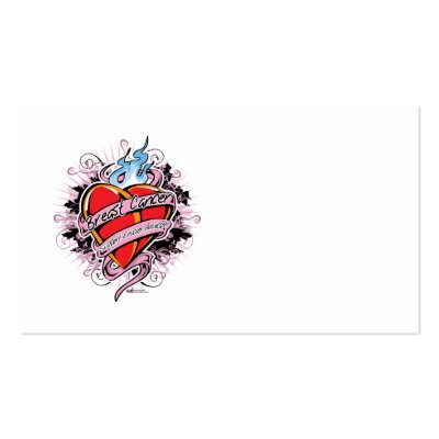 Breast Cancer Tattoo Heart Business Cards by fightcancertees