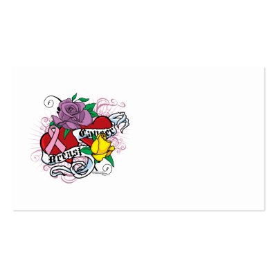 Breast Cancer Twin Hearts Tattoo Business Card Templates by fightcancertees