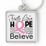 Breast Cancer Typographic Faith Love Hope Keychains