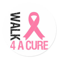 Breast Cancer Walk For A Cure Round Sticker