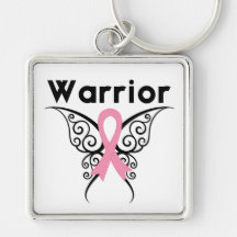Breast Cancer Warrior Tribal Butterfly Keychain